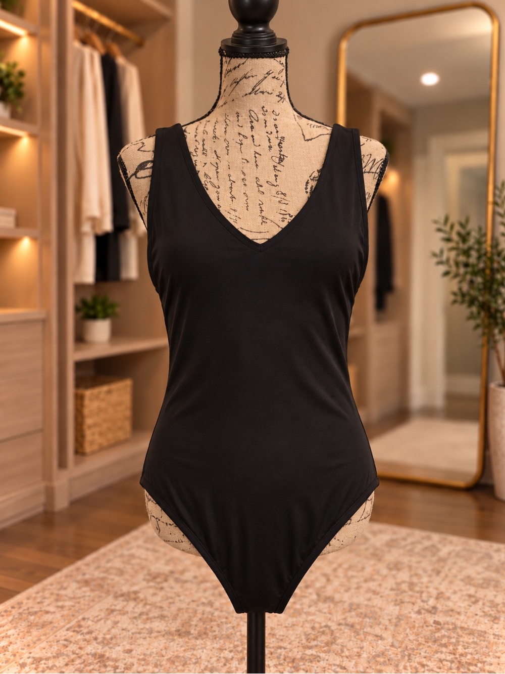 Adore Me Black Deep V Bodysuit Size Medium